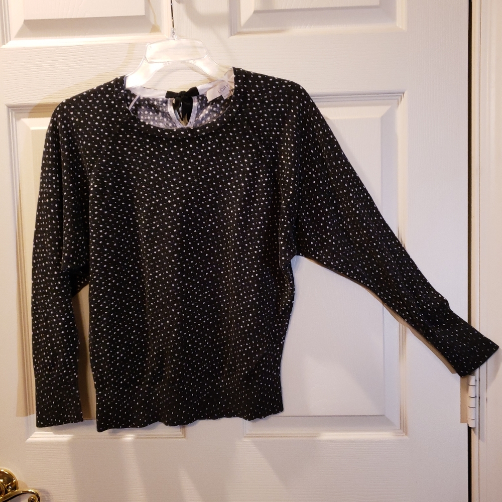 Black and White Polka Dot Sweater w/ Dolman Sleeve